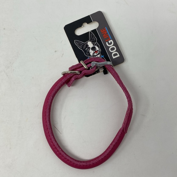 NWT Dogline Group Rounded Pink LeatherDog Collar - Picture 5 of 6
